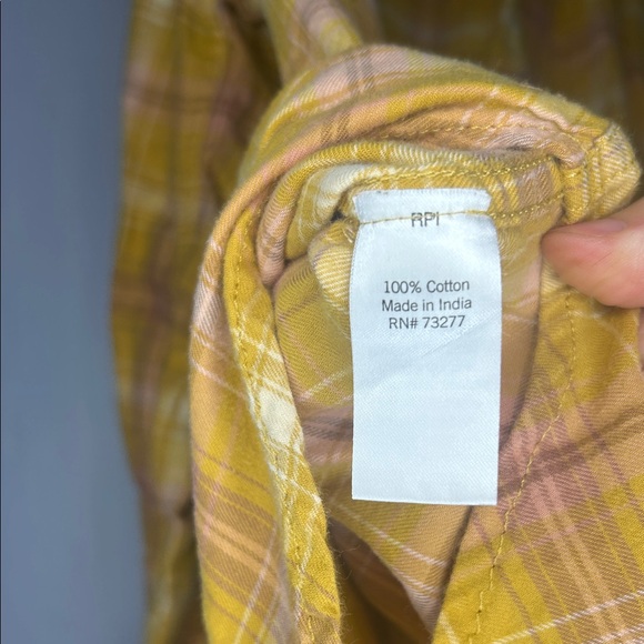 SO Women's Mustard and Pink Plaid Button Down Shirt - Picture 4 of 4
